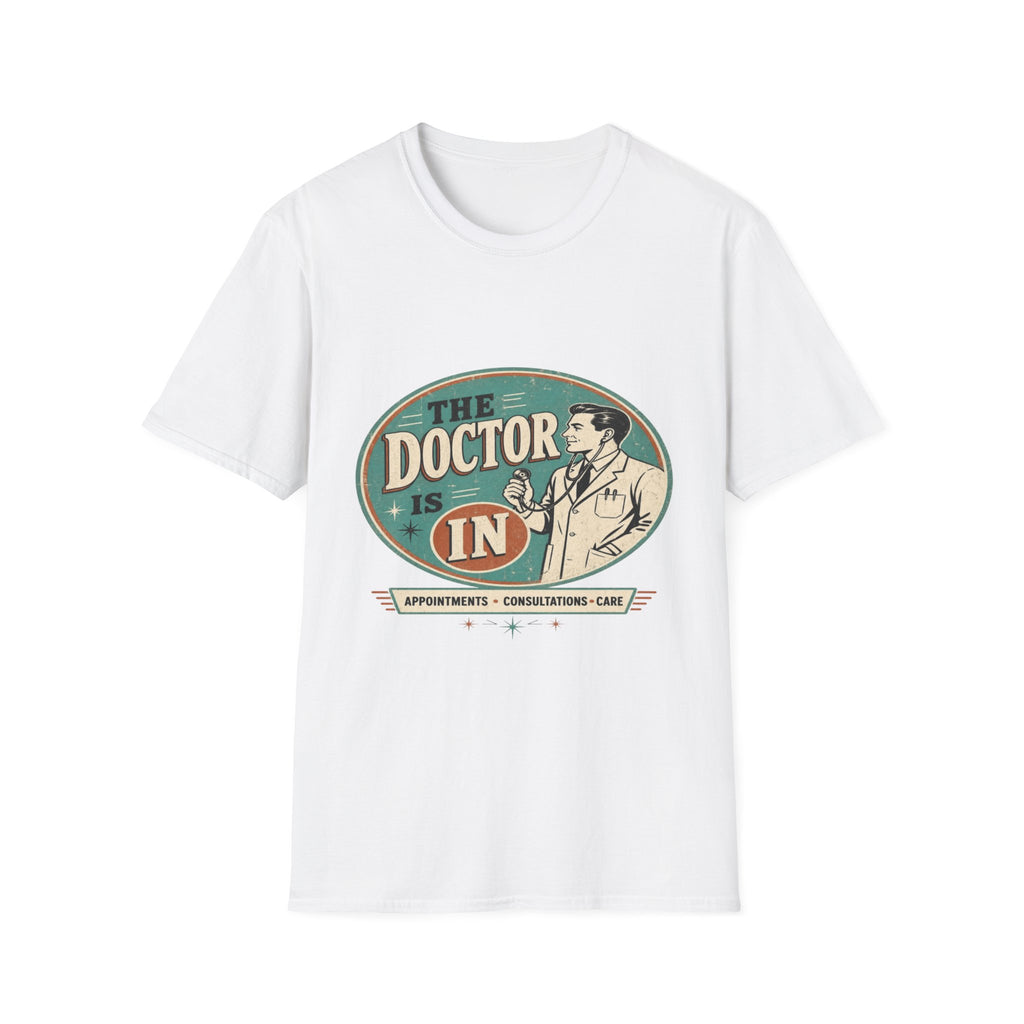 Vintage 1950s Doctor Office Graphic With Classic Badge- Graphic Tees