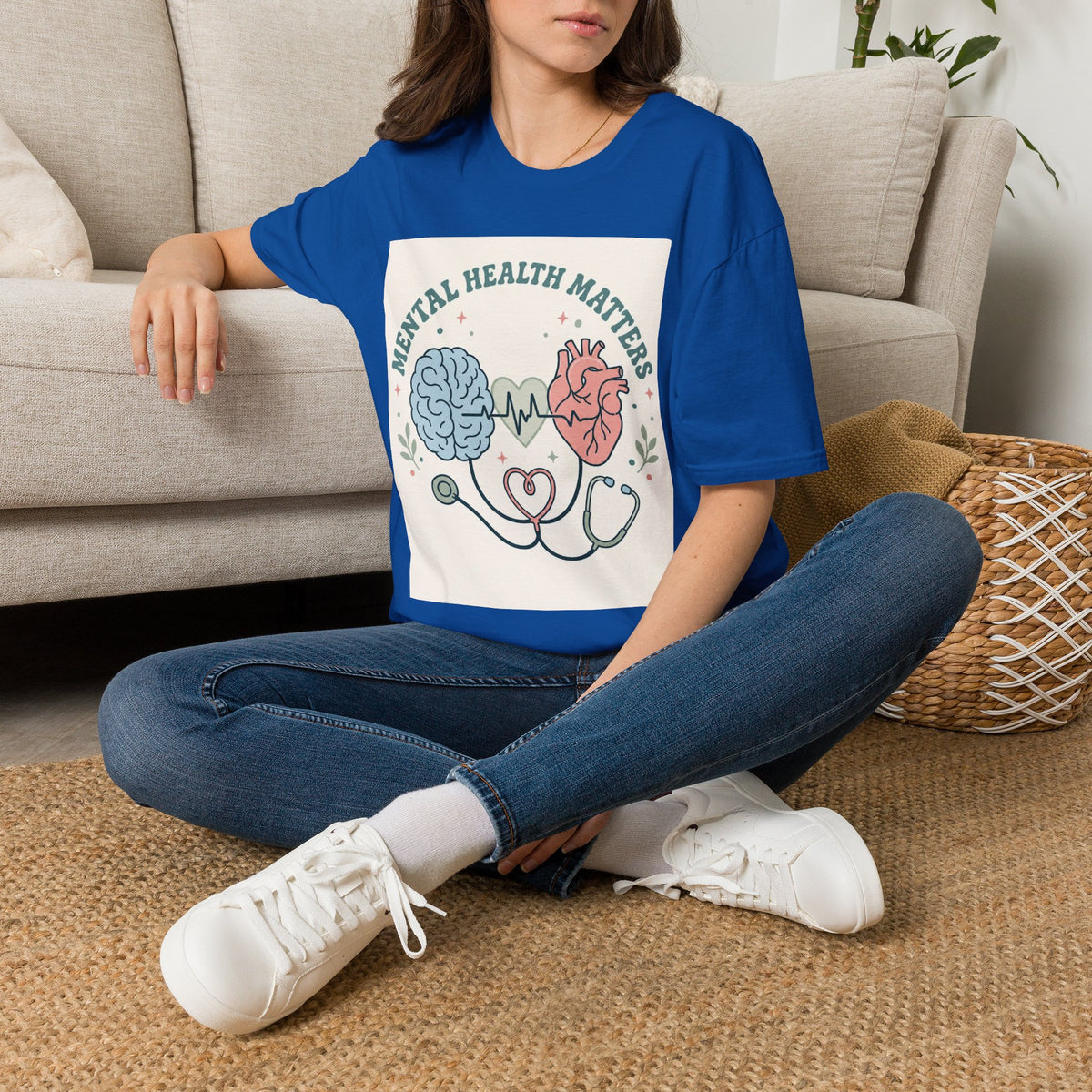 Stylized Brain And Heart Design For Mental Health Awareness