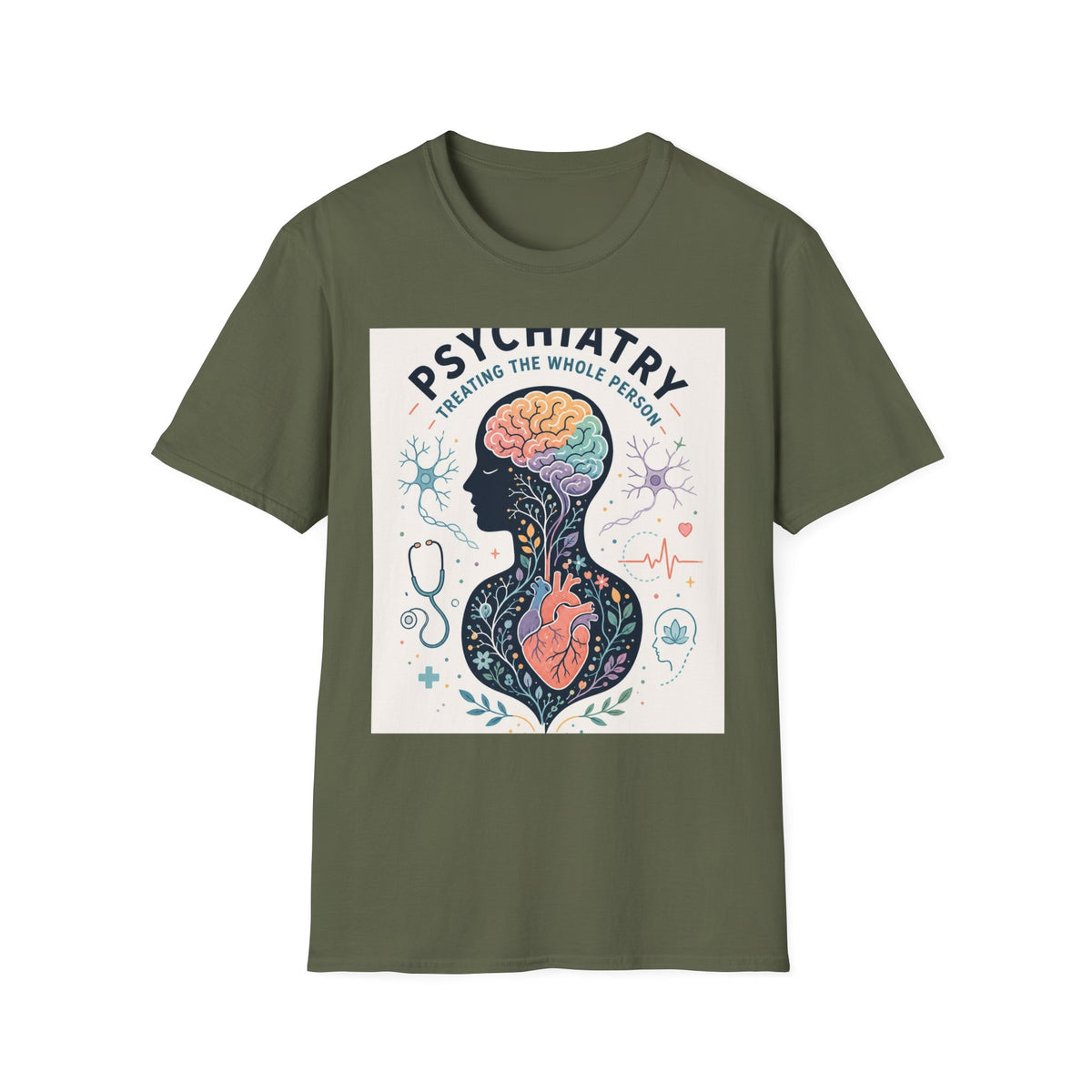 Colorful Brain And Heart In Human Silhouette With Text