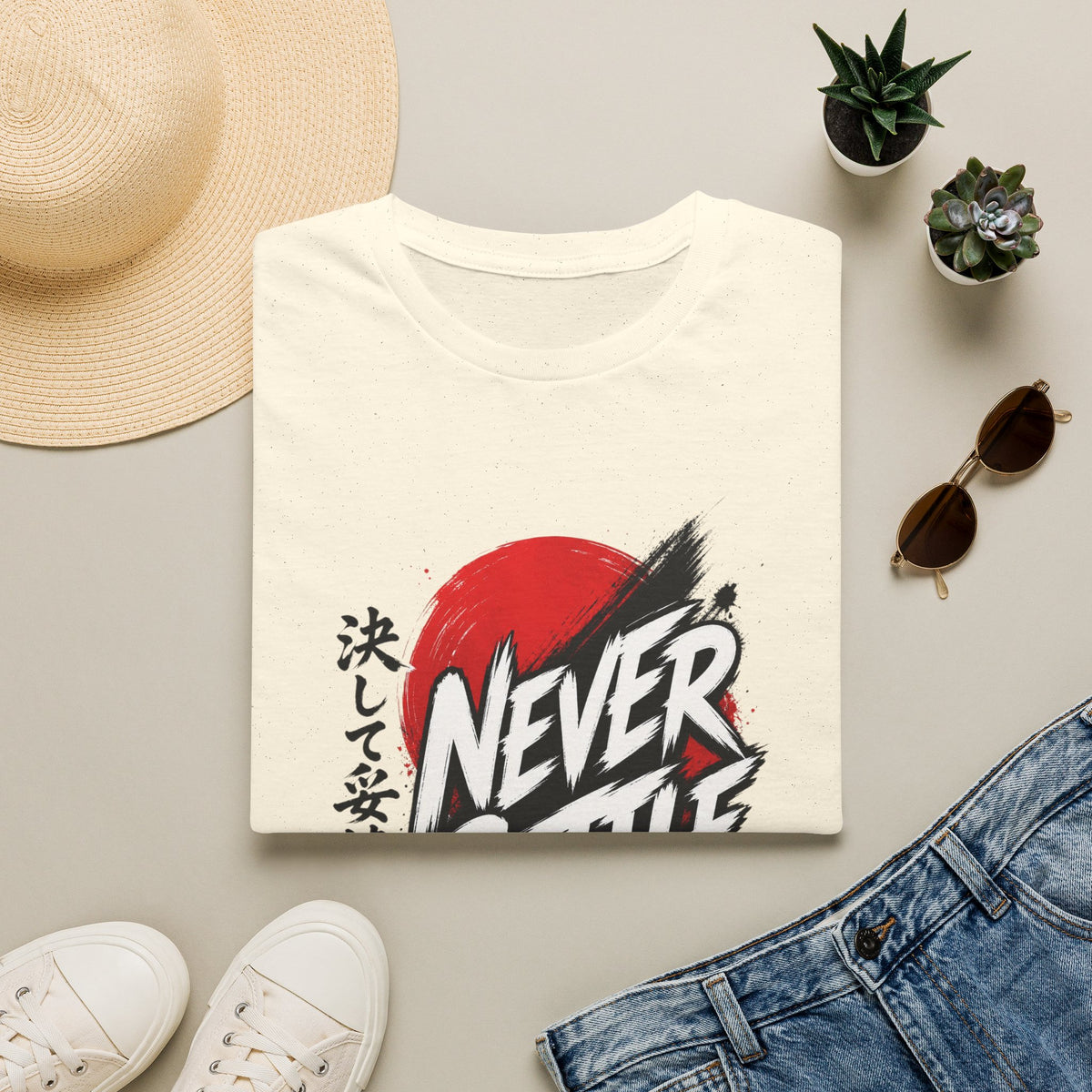Never Settle T-Shirt — Japanese Brush Art Graphic Tee