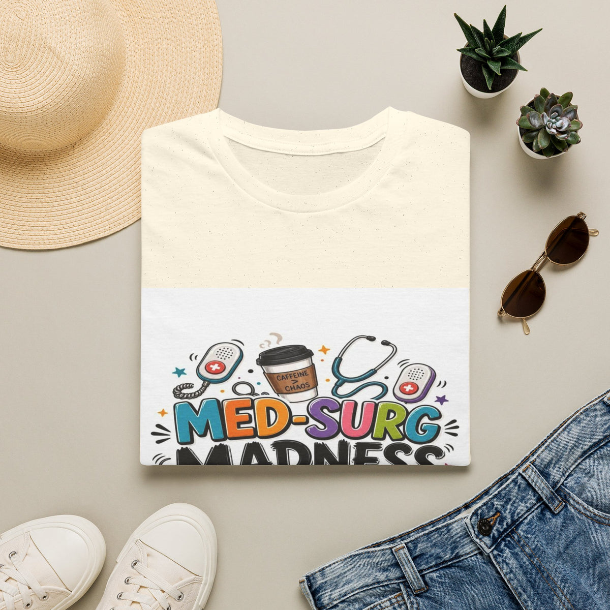 Vibrant T-Shirt Design Featuring MED-SURG MADNESS Phrase (1)- Graphic Tees