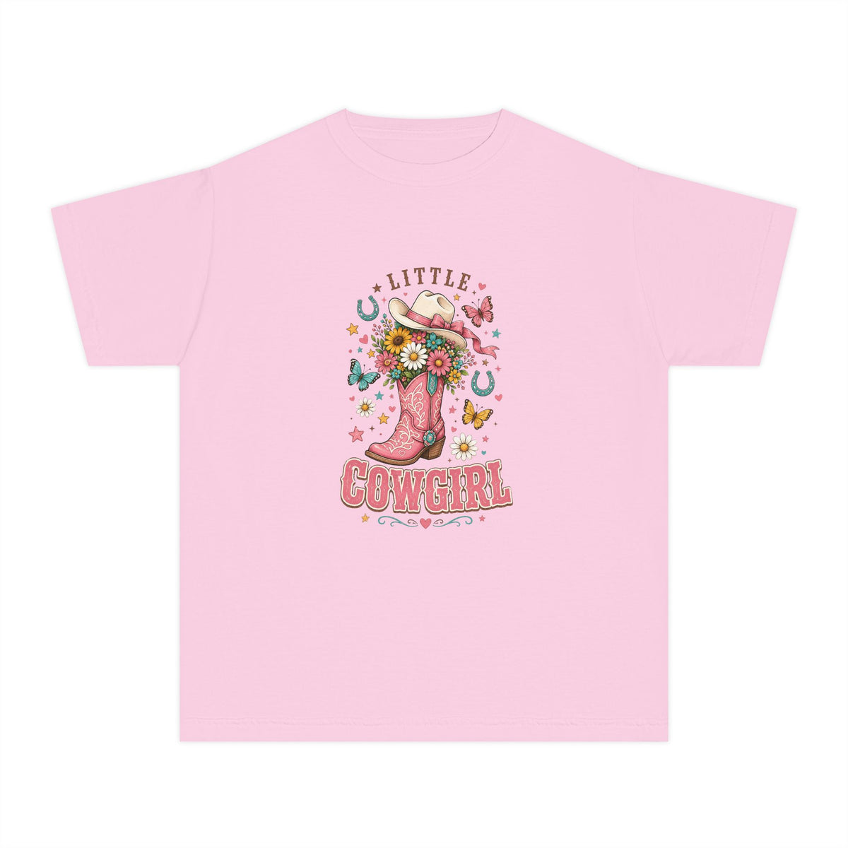 Kids' Little Cowgirl T-Shirt — Western Boot & Hat Graphic Tee