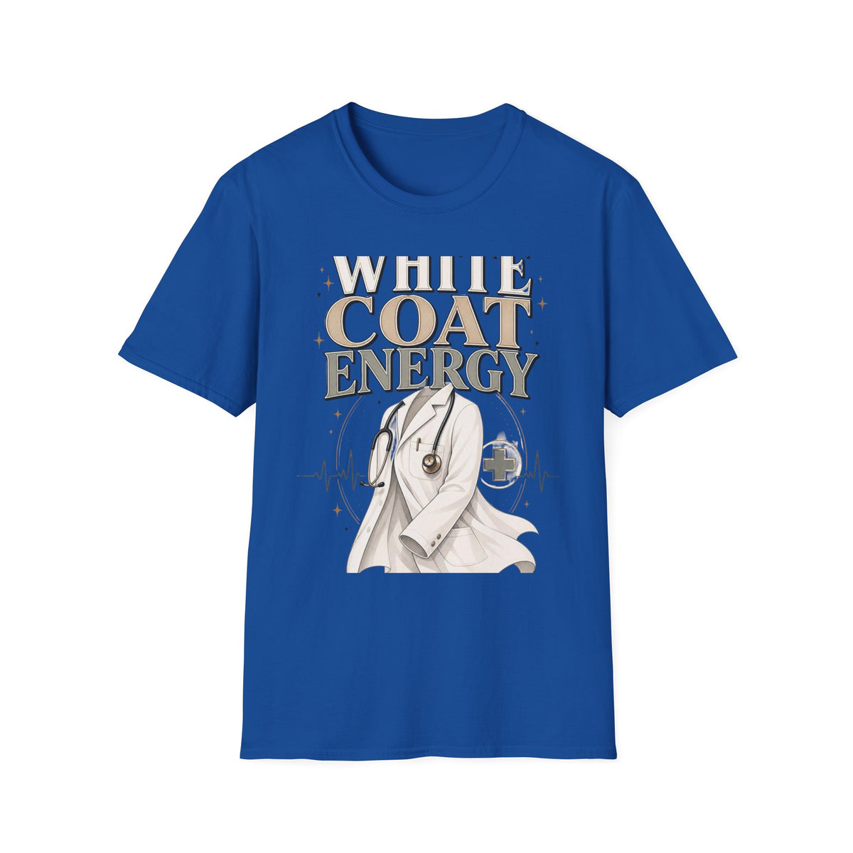 Elegant T Shirt Design Featuring White Coat Energy Typography