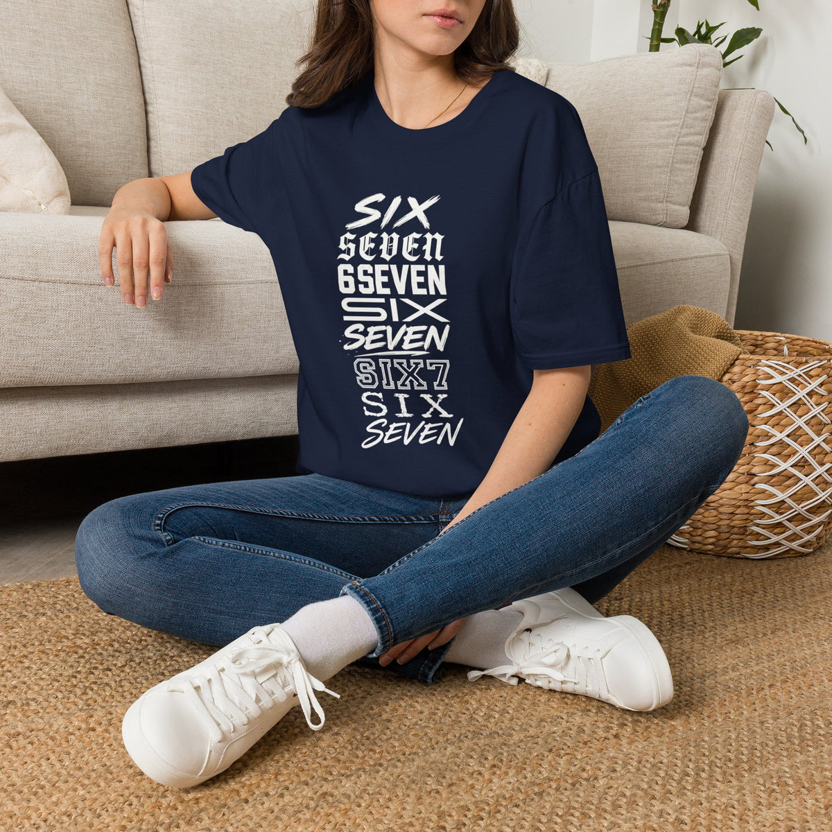 Six Seven Graphic T-Shirt — Stacked Typography Retro Streetwear