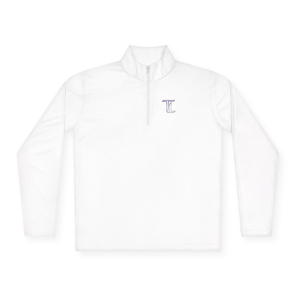 Quarter-Zip Pullover — Minimal Monogram 'T' Embroidered Pullover
