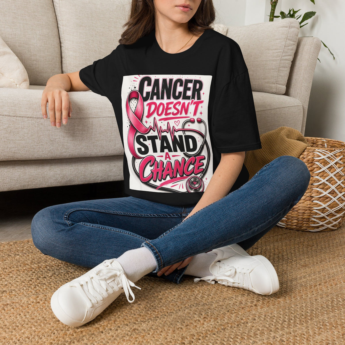 Bold Oncology Nurse Design Featuring Empowering Phrase With Awareness Ribbon