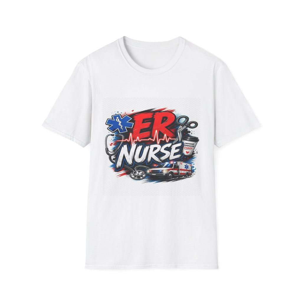 Bold Streetwear T-Shirt Design Featuring ER Nurse Typography- Graphic Tees