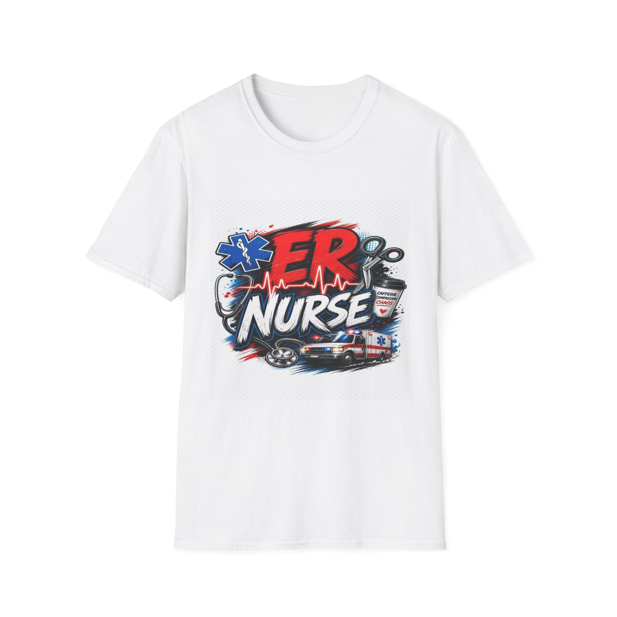 Bold Streetwear T-Shirt Design Featuring ER Nurse Typography- Graphic Tees