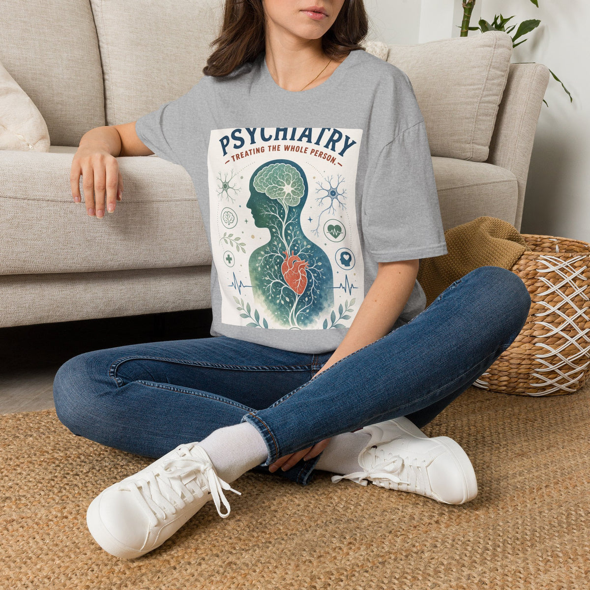 Human Silhouette With Brain And Heart Surrounded By Medical Imagery