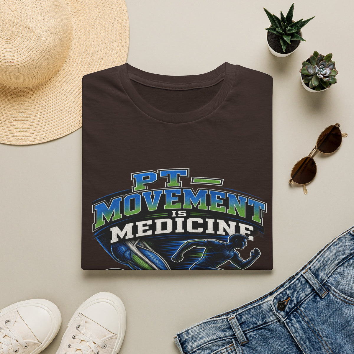 Dynamic T-shirt Design Featuring _PT Movement Is Medicine_ Text- Graphic Tees