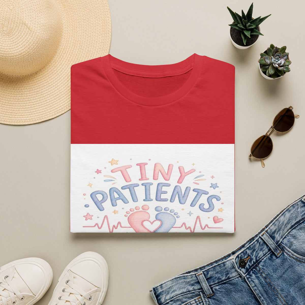 Whimsical T-Shirt Design Featuring Tiny Patients Huge Hearts- Graphic Tees