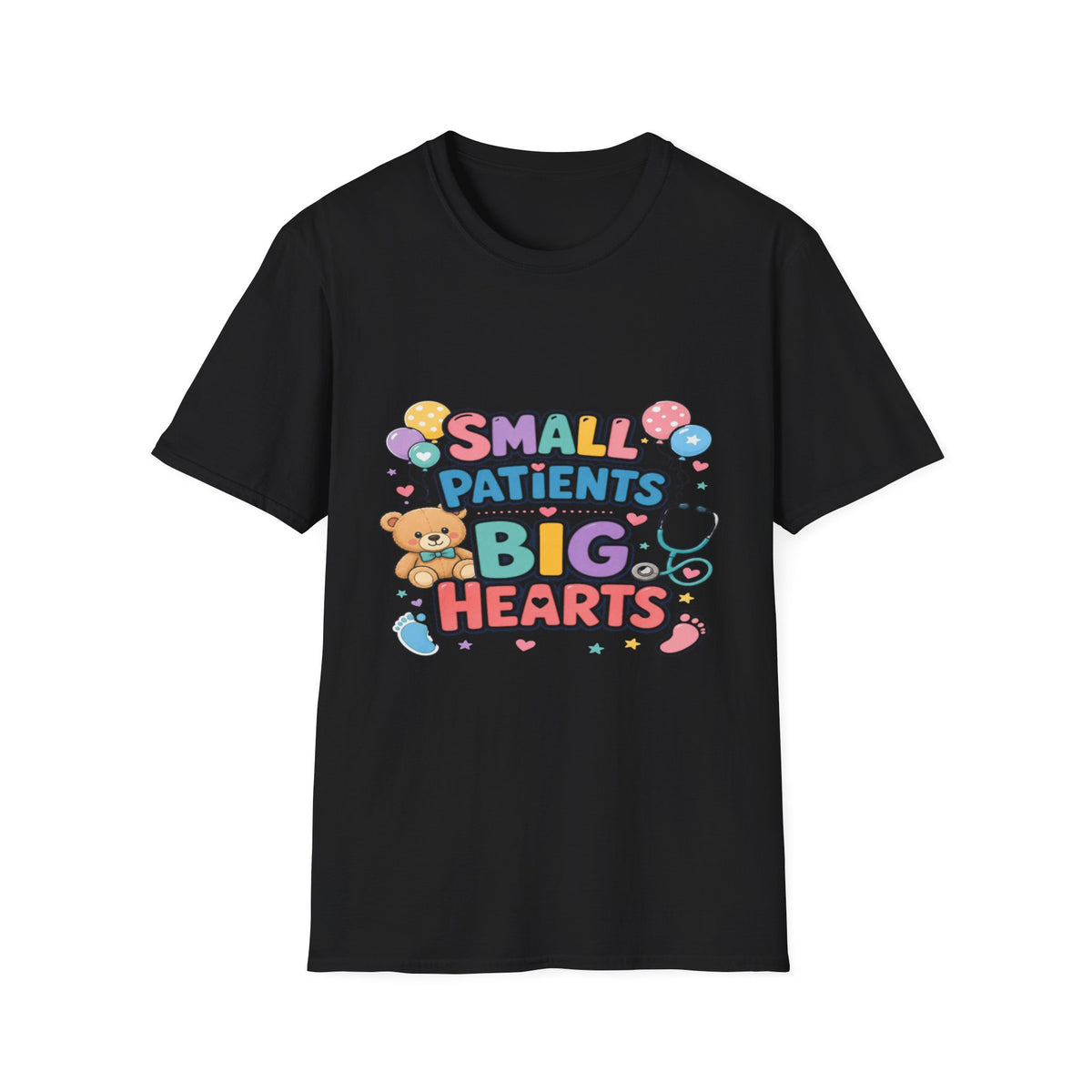 Vibrant T-Shirt Design Celebrating Pediatric Care With Balloons- Graphic Tees