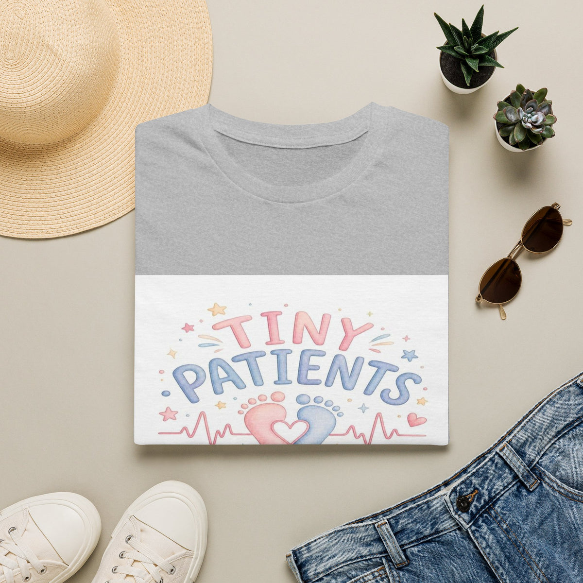 Whimsical T-Shirt Design Featuring Tiny Patients Huge Hearts- Graphic Tees