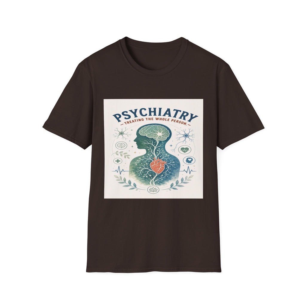 Human Silhouette With Brain And Heart Surrounded By Medical Imagery- Graphic Tees