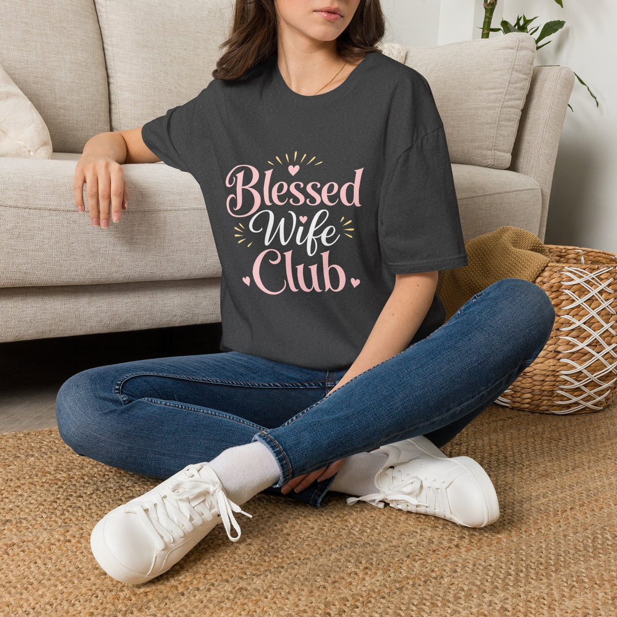 Blessed Wife Club T-Shirt — Pastel Pink 'Blessed' Graphic Tee