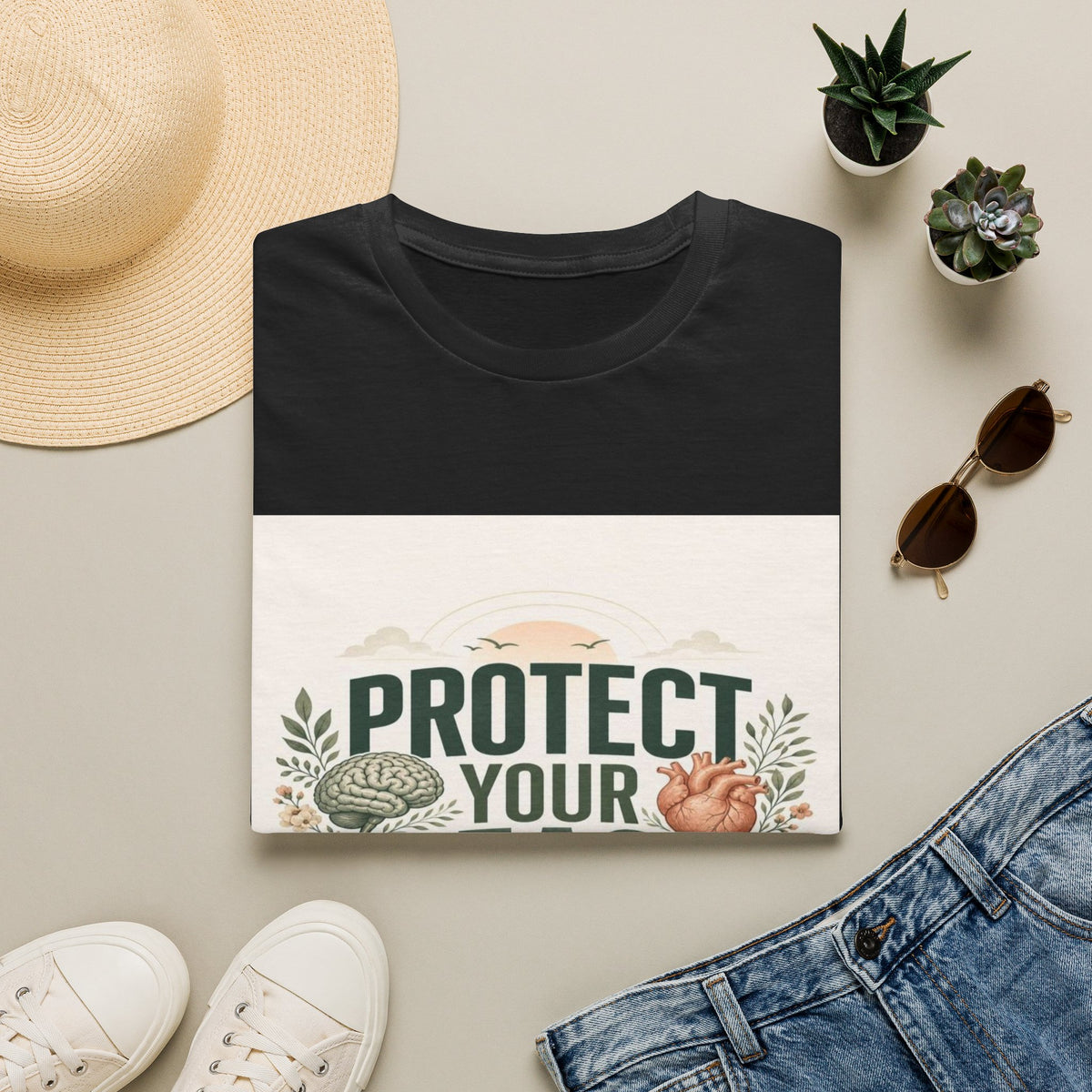 Large Typography Graphic Promoting Peace With Botanical Elements- Graphic Tees