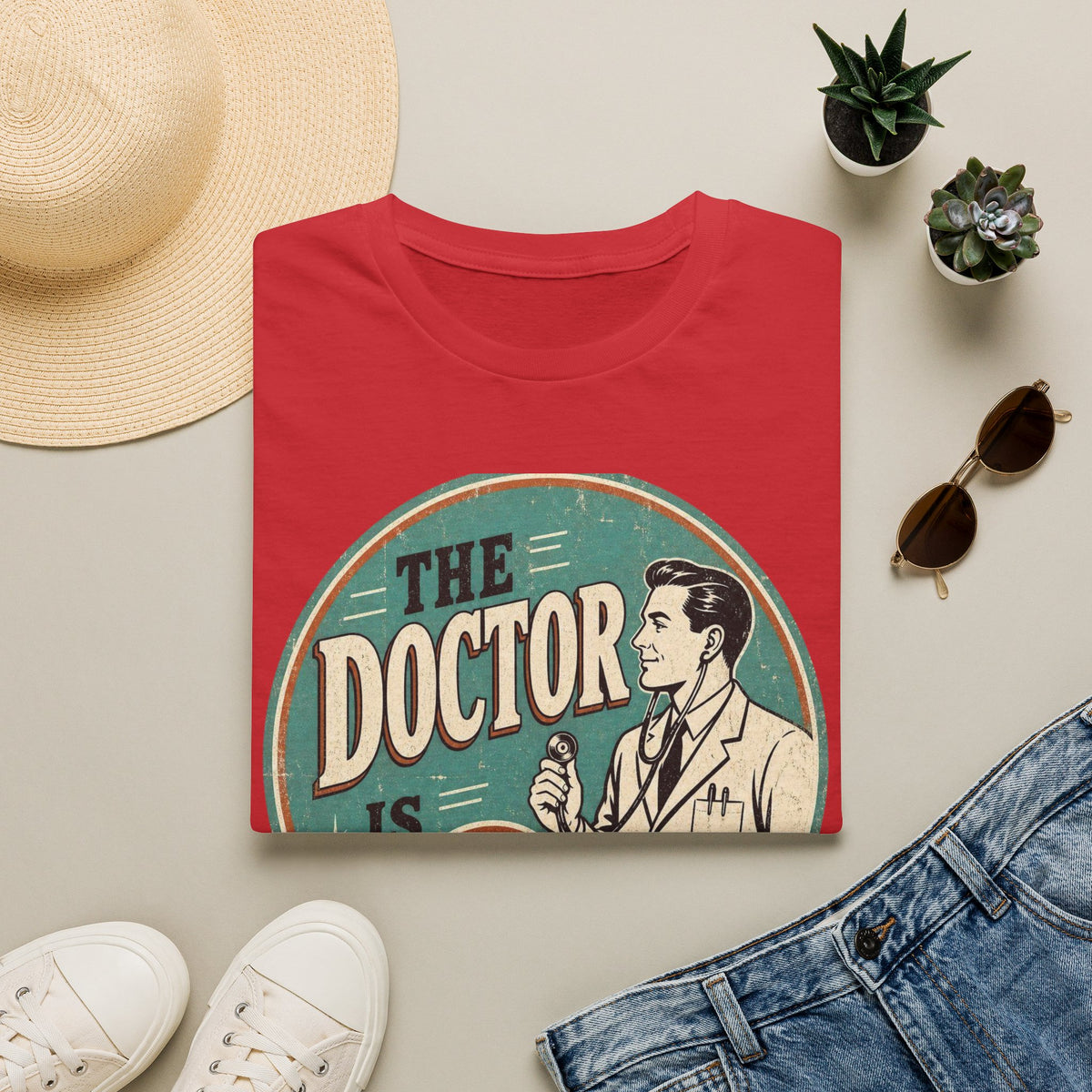 Vintage 1950s Doctor Office Graphic With Classic Badge