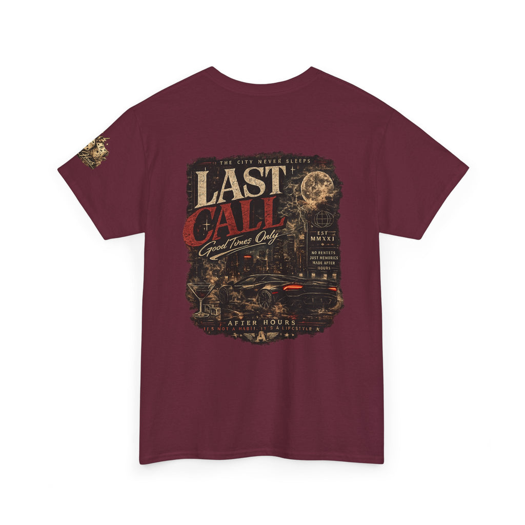 Last Call Graphic Tee — Vintage Bar Nightlife T‑Shirt