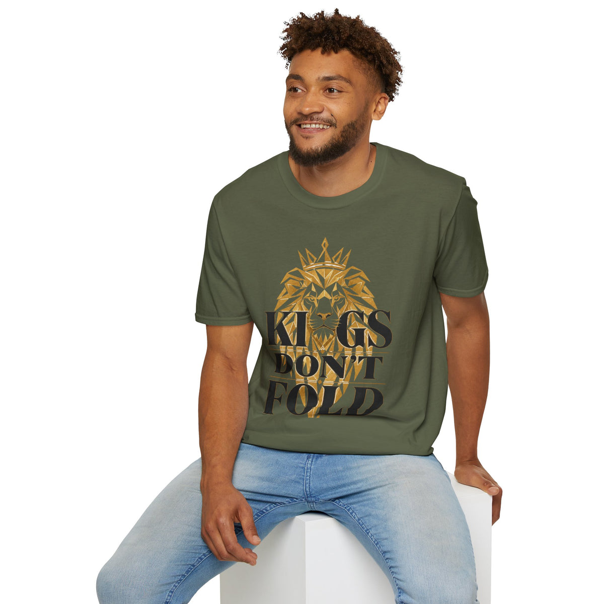 Kings Don't Fold T‑Shirt — Gold Lion Crown Graphic Tee