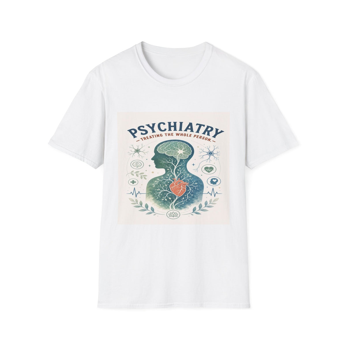 Human Silhouette With Brain And Heart Surrounded By Medical Imagery- Graphic Tees