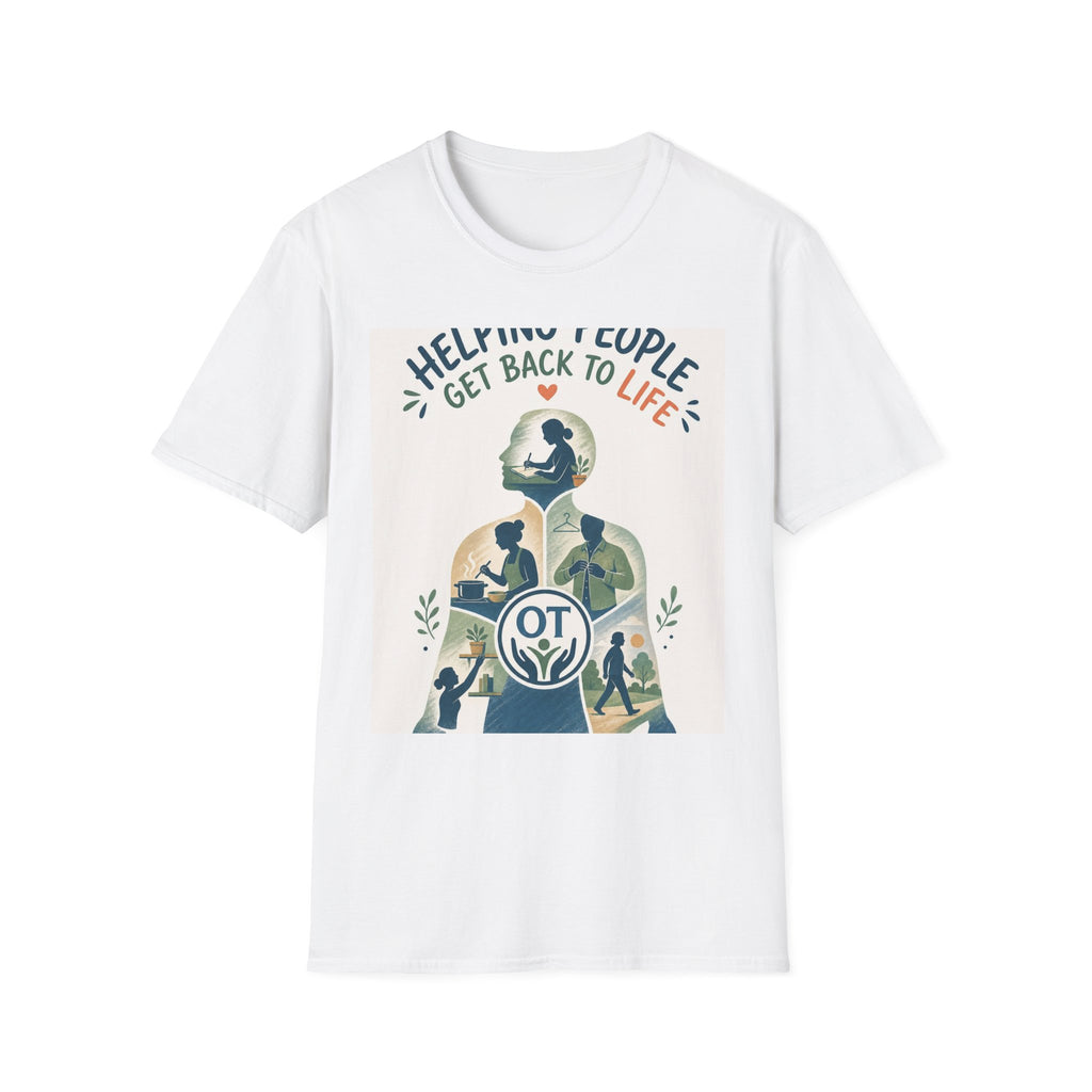 T Shirt Design Featuring Daily Activities Silhouette With OT Symbol