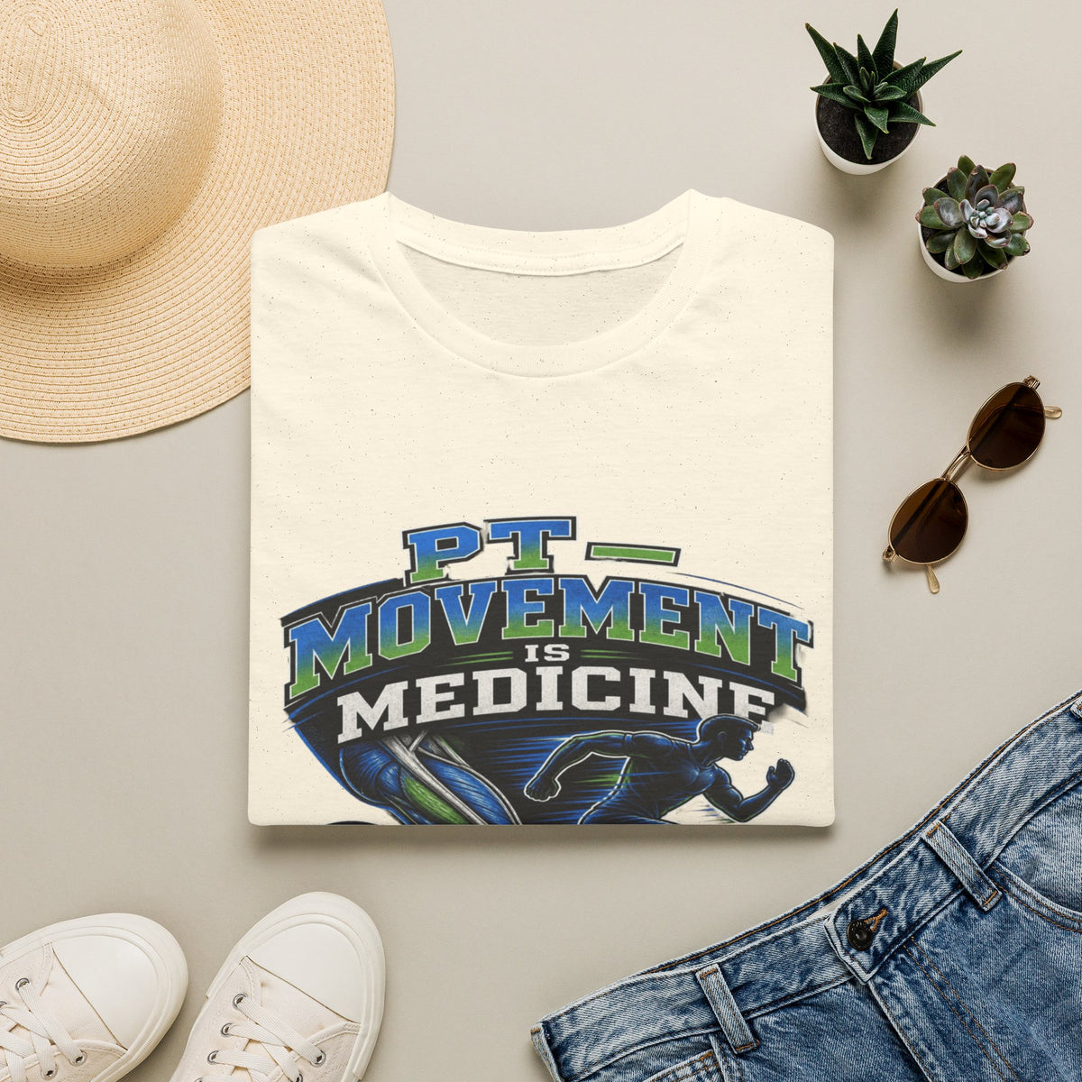 Dynamic T-shirt Design Featuring _PT Movement Is Medicine_ Text- Graphic Tees