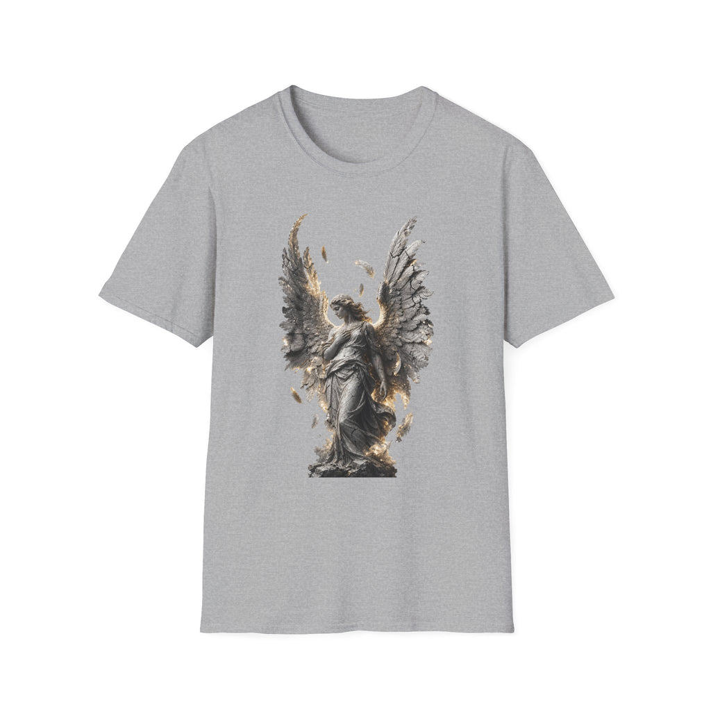 Angel Wings Graphic T-Shirt — Fallen Feather Statue Design