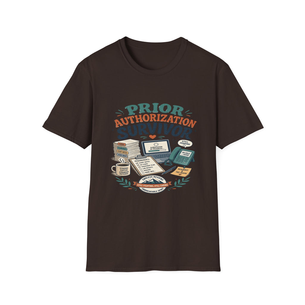 Bold T-Shirt Design Showcasing _PRIOR AUTHORIZATION SURVIVOR_- Graphic Tees