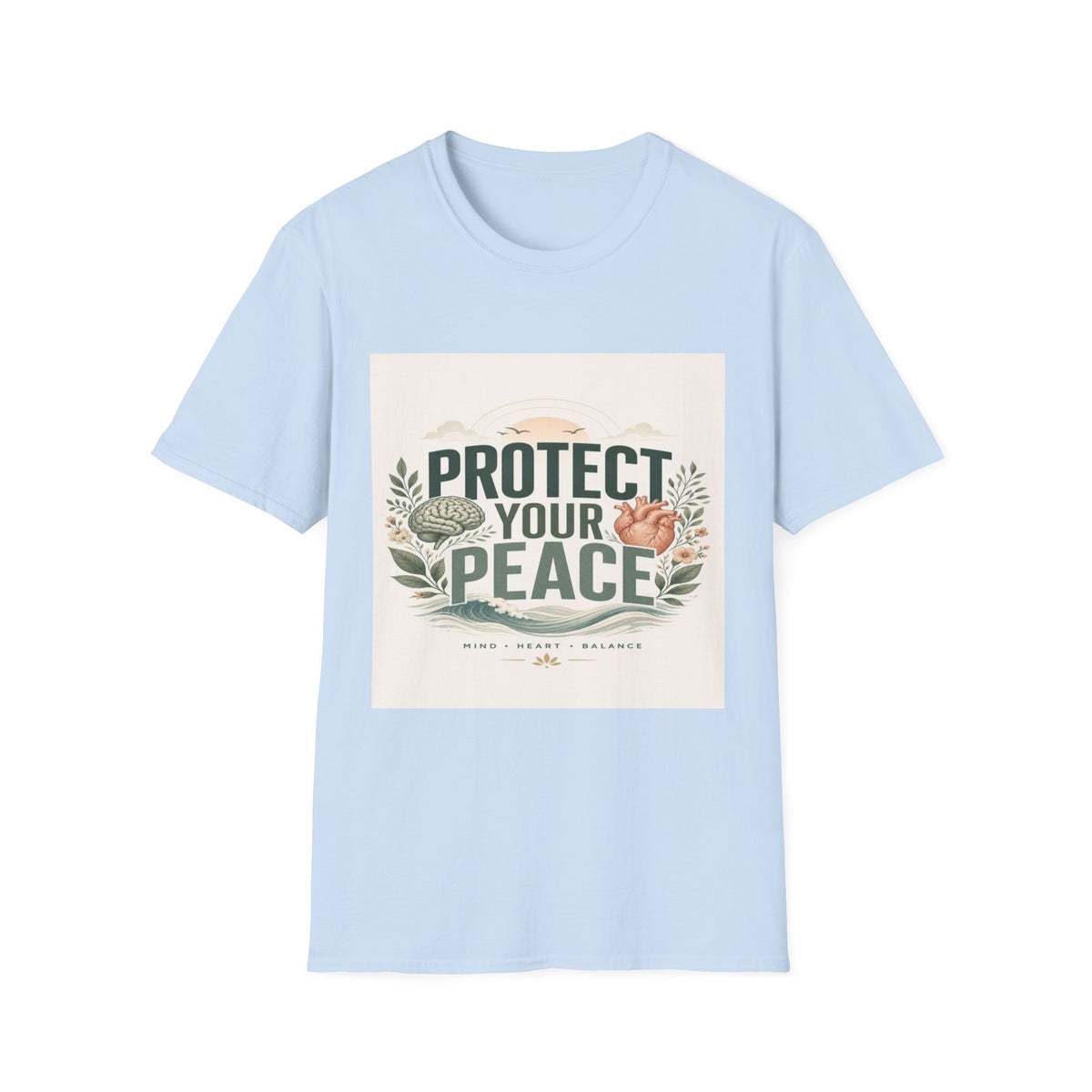 Large Typography Graphic Promoting Peace With Botanical Elements- Graphic Tees