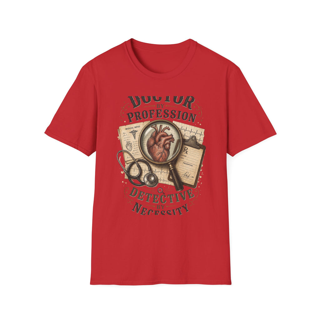 Vintage Detective Inspired T Shirt Featuring Anatomical Heart And Magnifying Glass