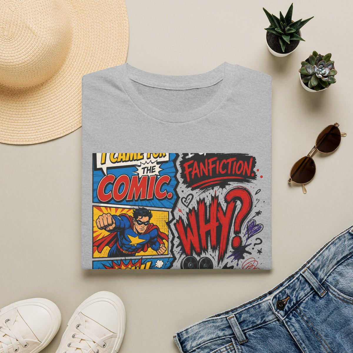 Split T Shirt Design Featuring Comic Panels And Fanfiction Elements