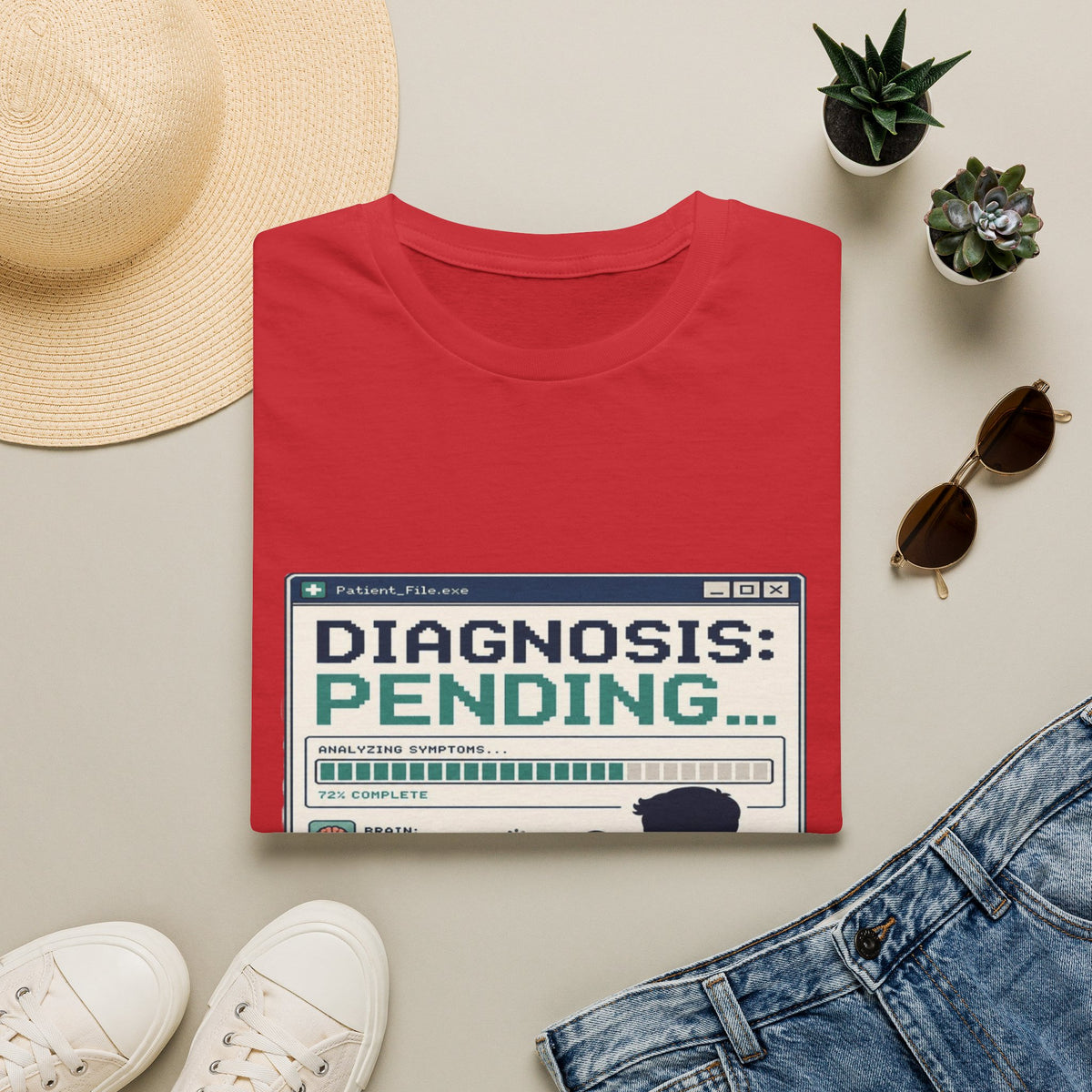 Humorous T-Shirt Design Featuring Doctor's Chart Diagnosis Pending- Graphic Tees