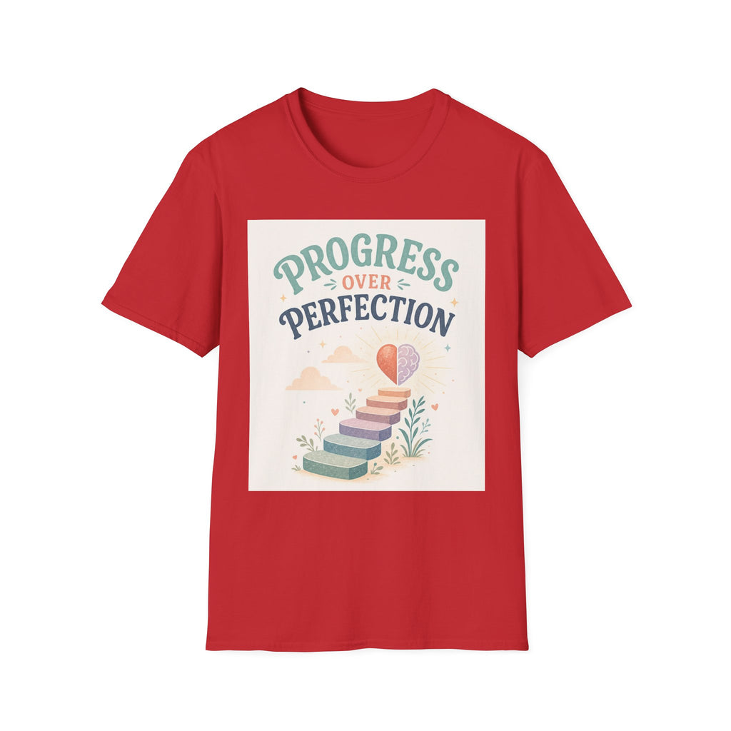 Bold T Shirt Design Featuring Progress Over Perfection Phrase
