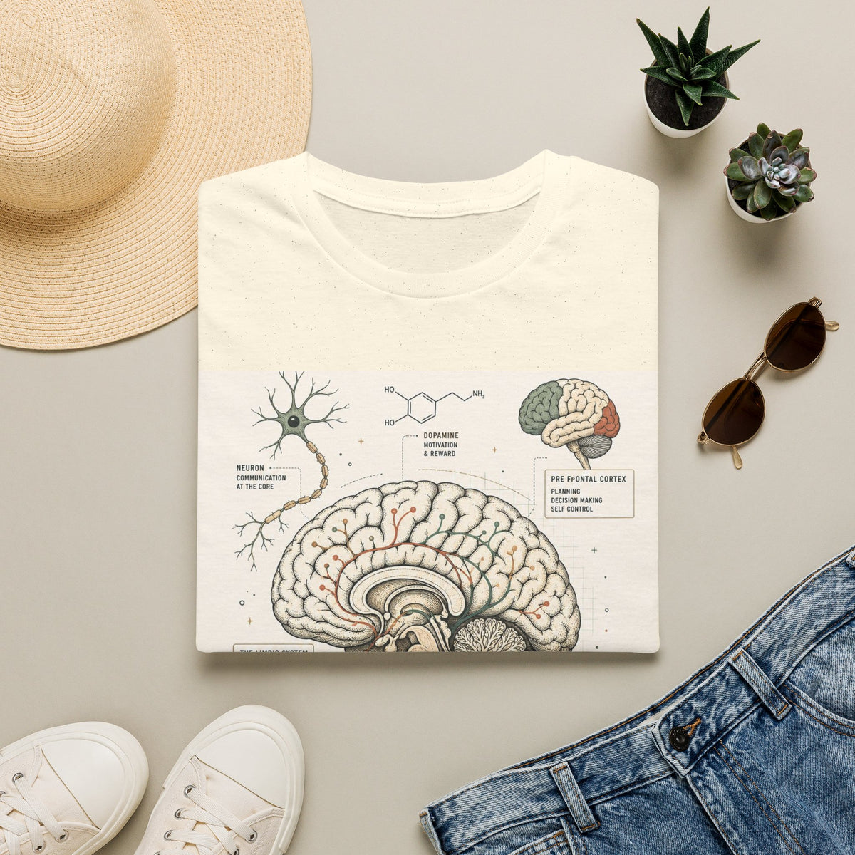 Human Brain Illustration Featuring Neural Pathways And Typography