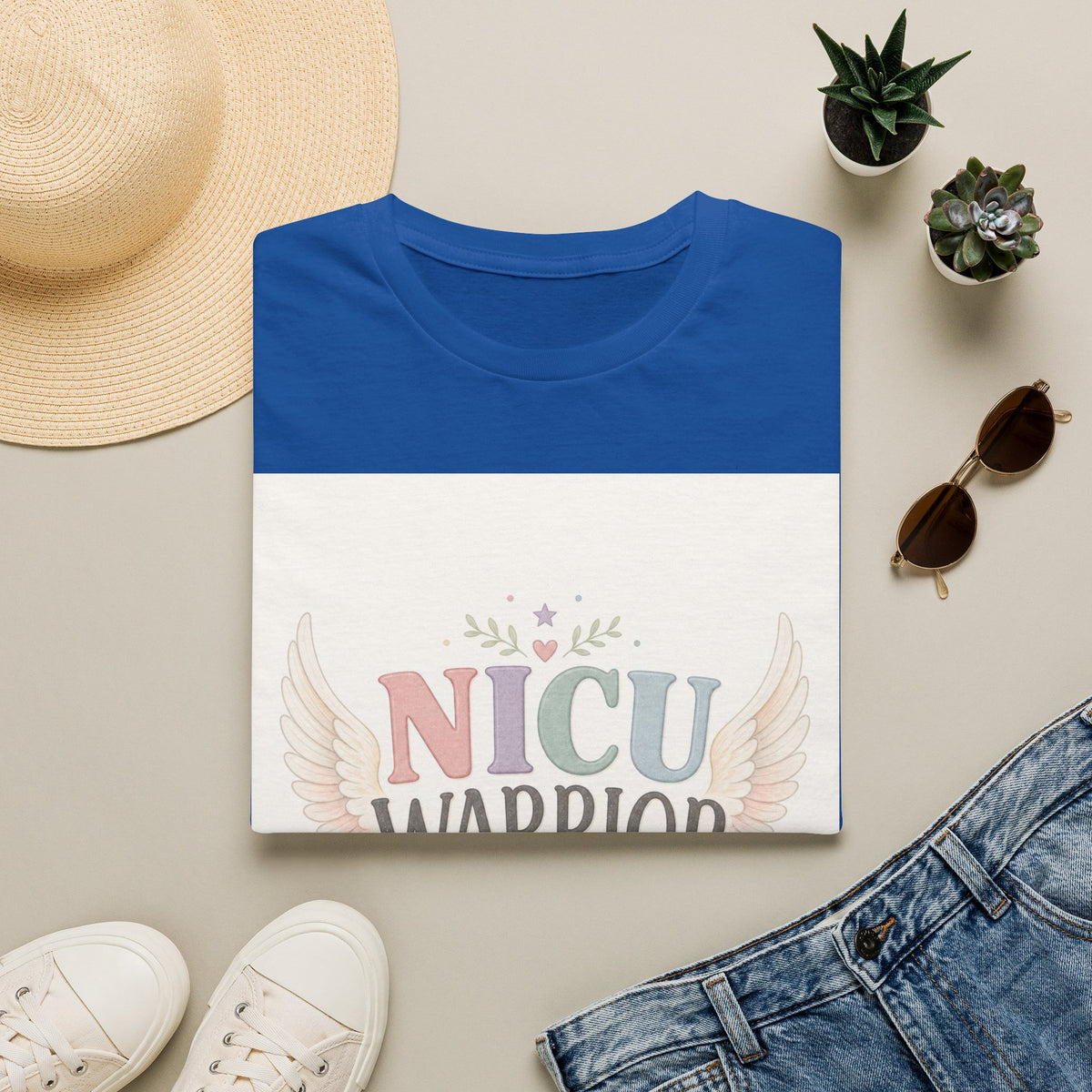 NICU Warrior Design With Baby Footprint And Angel Wings