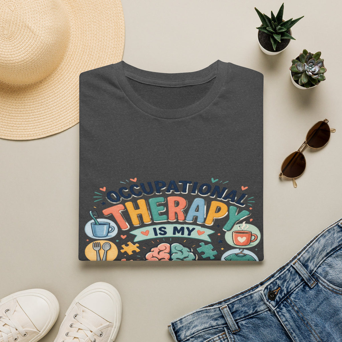 Playful T-shirt Design Celebrating Occupational Therapy Vibrantly Illustrated- Graphic Tees