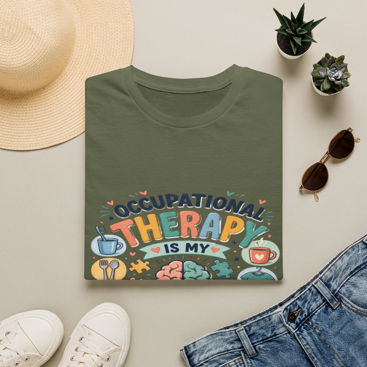 Playful T-shirt Design Celebrating Occupational Therapy Vibrantly Illustrated- Graphic Tees