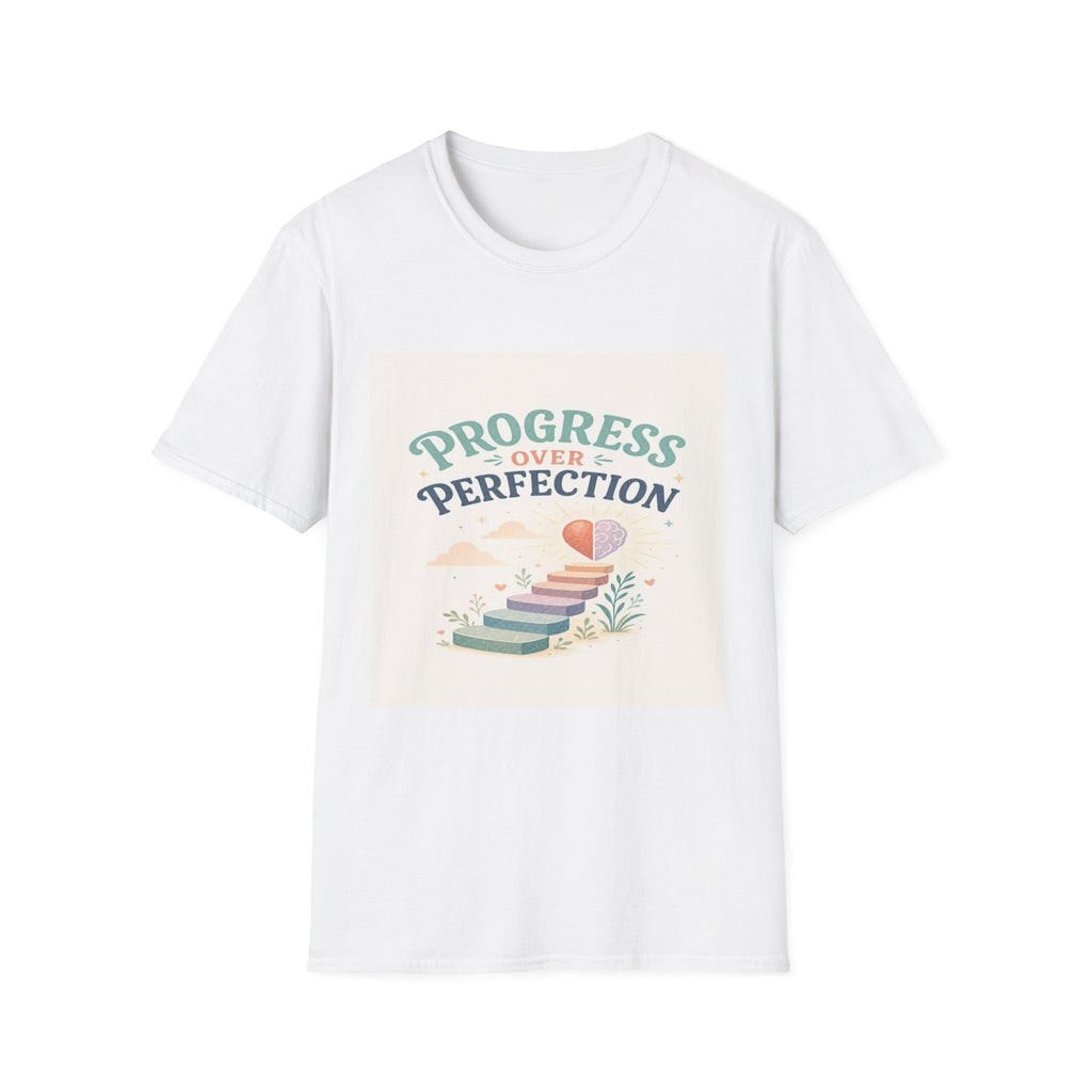 Bold T-Shirt Design Featuring Progress Over Perfection Phrase- Graphic Tees