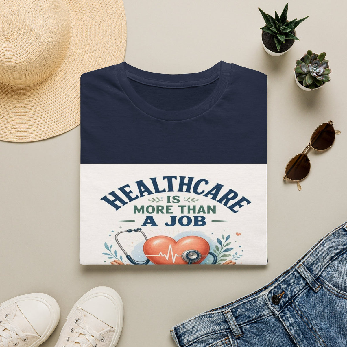 Inspirational T-shirt Design Featuring Compassionate Healthcare Imagery- Graphic Tees