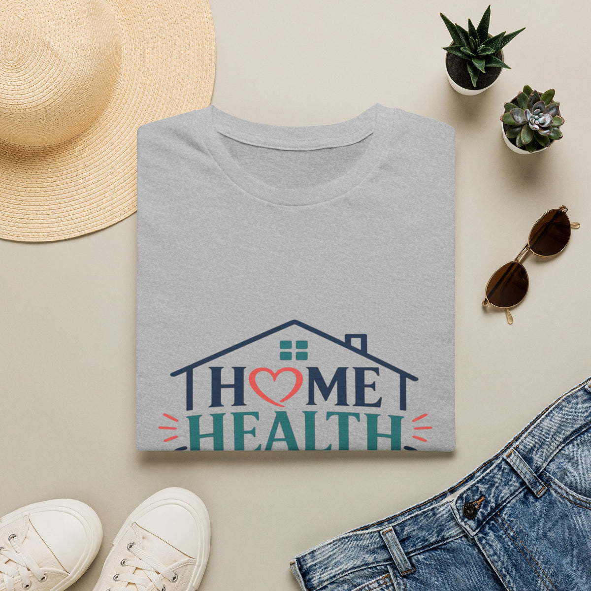 Home Health Nurse T-Shirt Design With Heart And Stethoscope- Graphic Tees