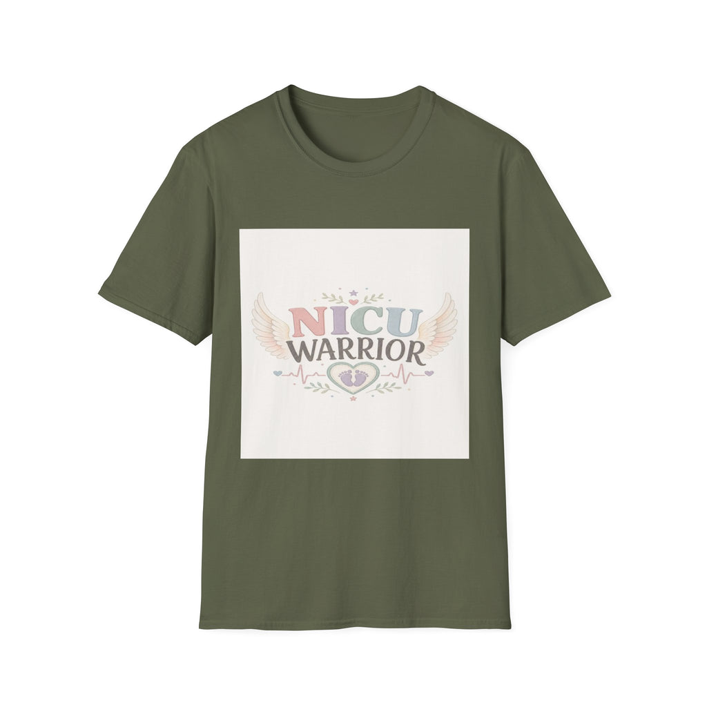 NICU Warrior Design With Baby Footprint And Angel Wings- Graphic Tees