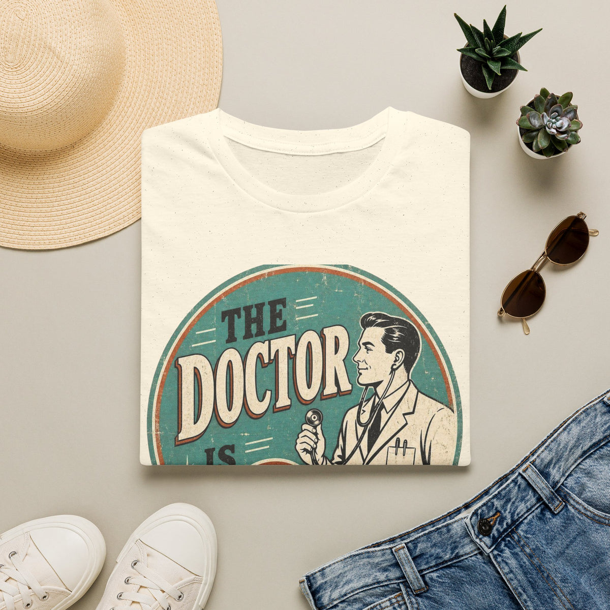 Vintage 1950s Doctor Office Graphic With Classic Badge