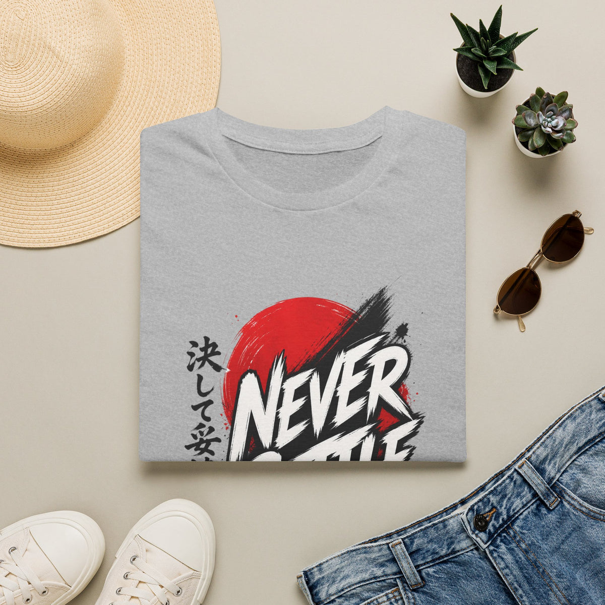 Never Settle T-Shirt — Japanese Brush Art Graphic Tee