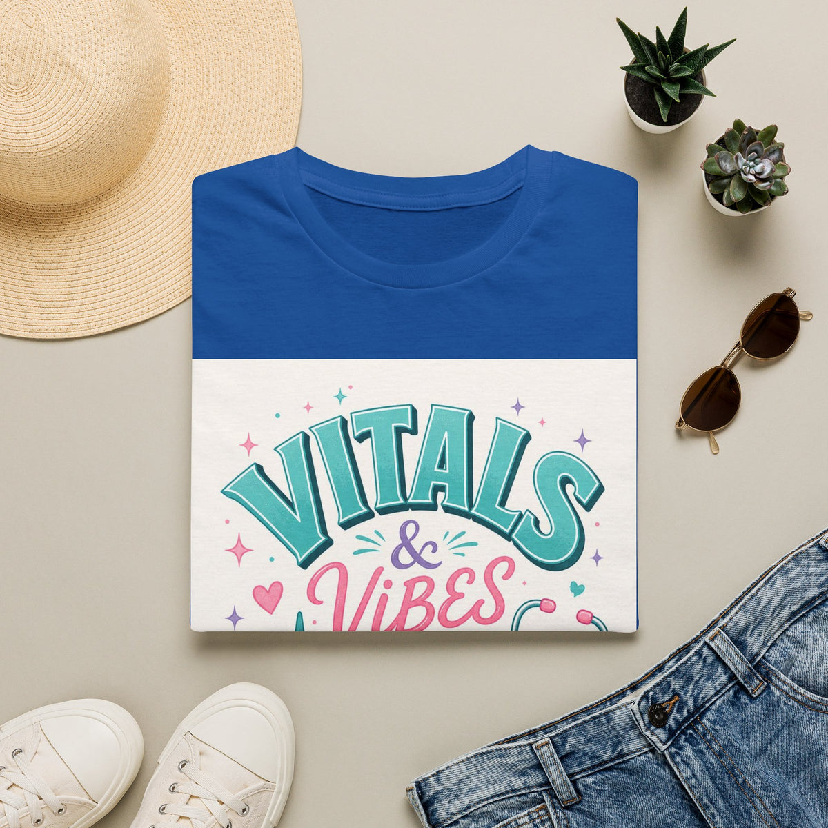 Trendy T Shirt Design Featuring Vitals And Vibes Phrase
