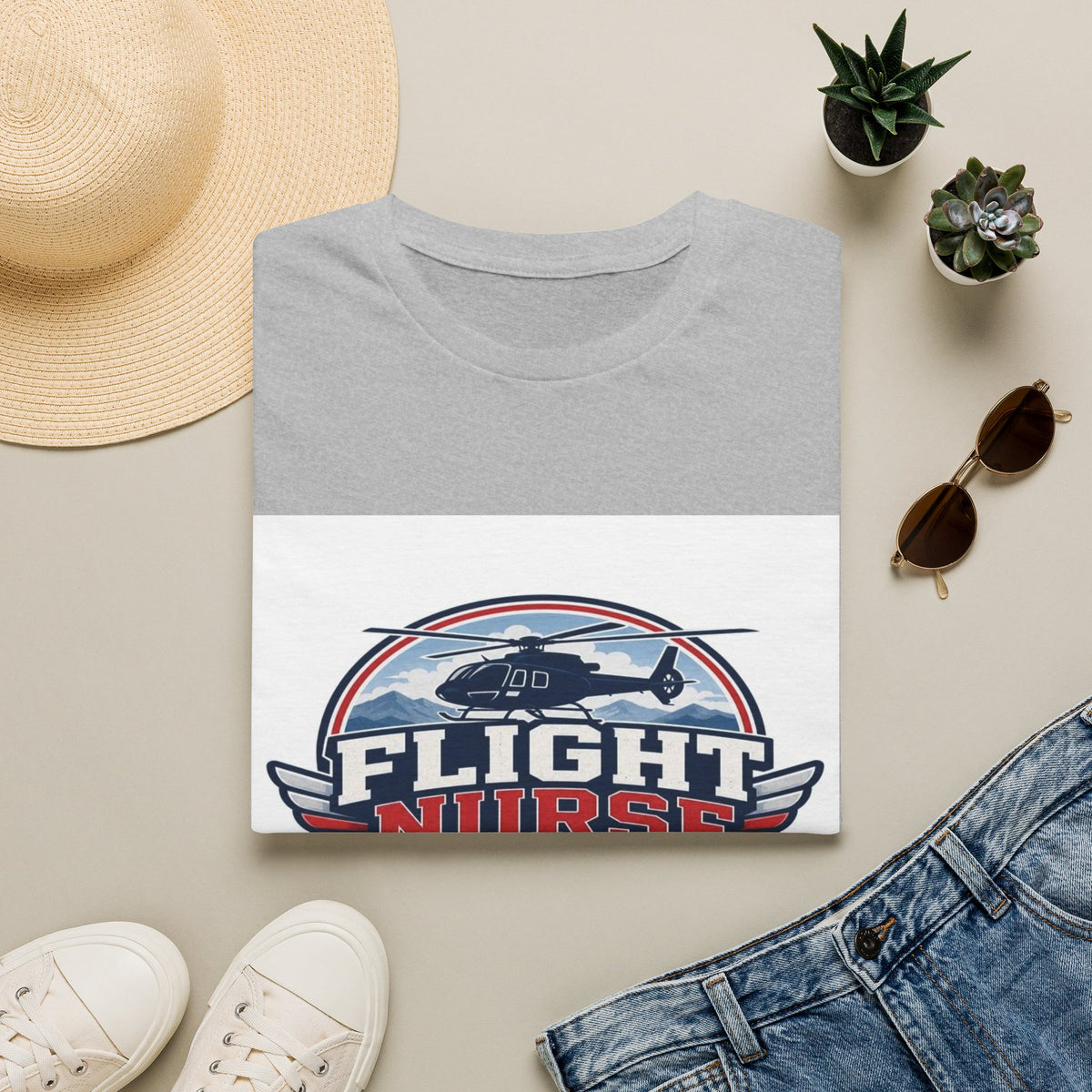 Aviation-Inspired T-Shirt Design Featuring Flight Nurse Graphic- Graphic Tees