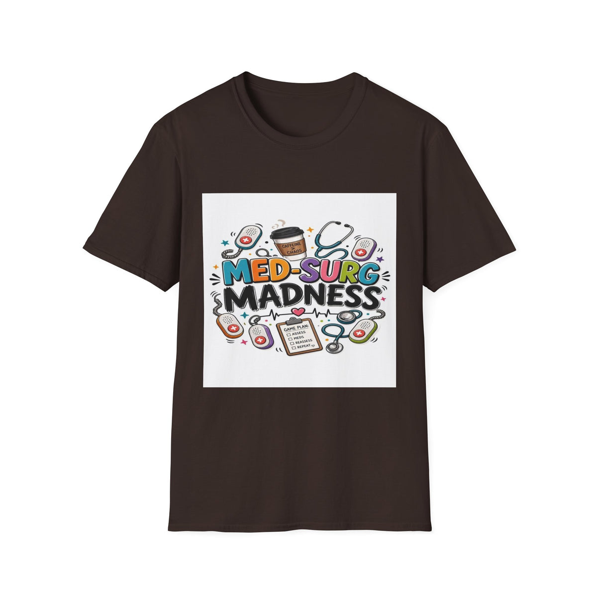 Vibrant T-Shirt Design Featuring MED-SURG MADNESS Phrase (1)- Graphic Tees