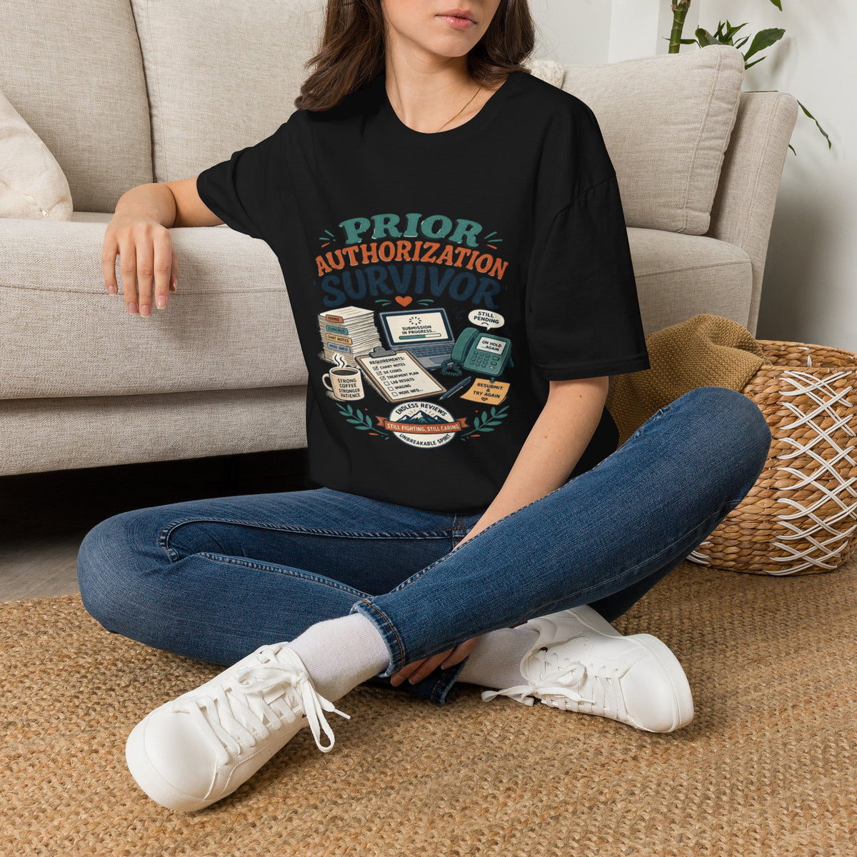Bold T-Shirt Design Showcasing _PRIOR AUTHORIZATION SURVIVOR_- Graphic Tees