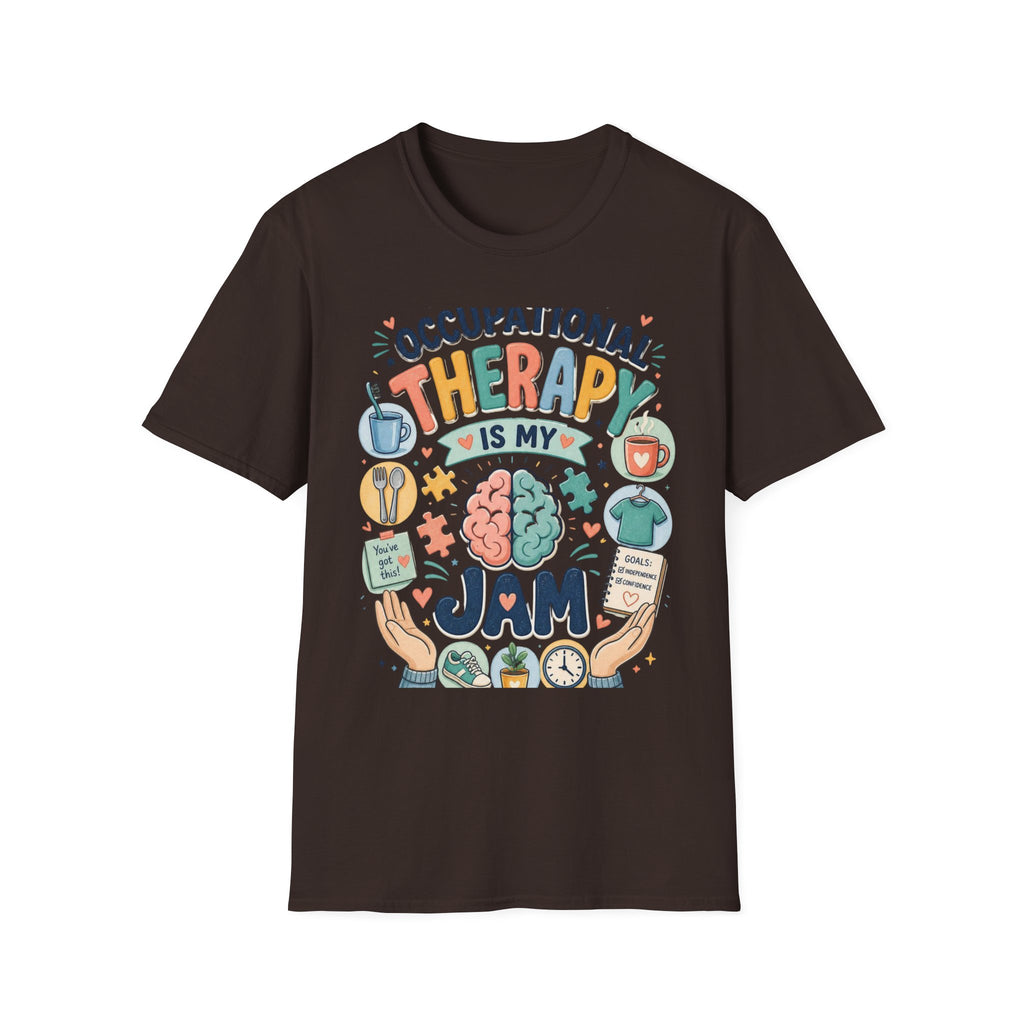 Playful T Shirt Design Celebrating Occupational Therapy Vibrantly Illustrated