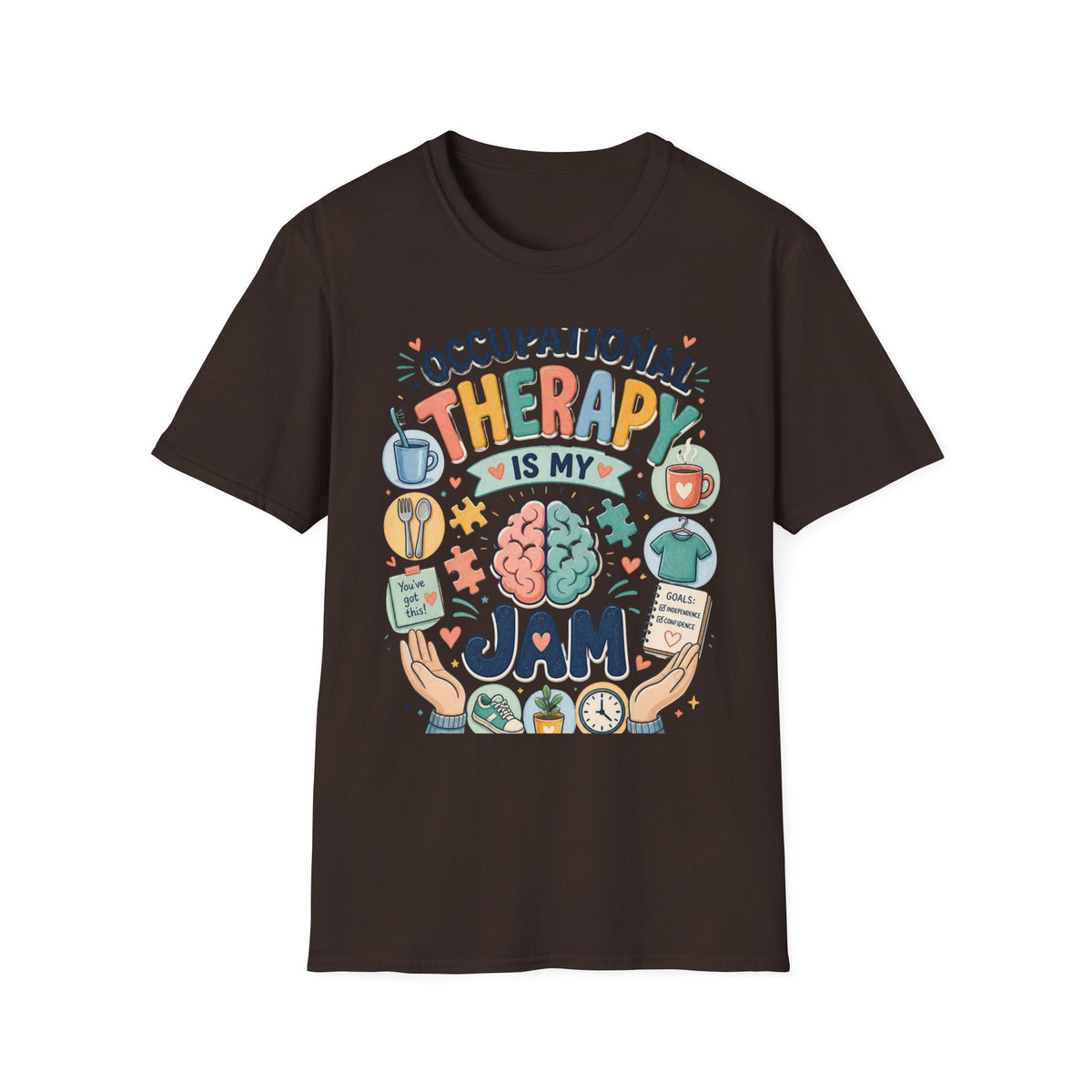 Playful T Shirt Design Celebrating Occupational Therapy Vibrantly Illustrated