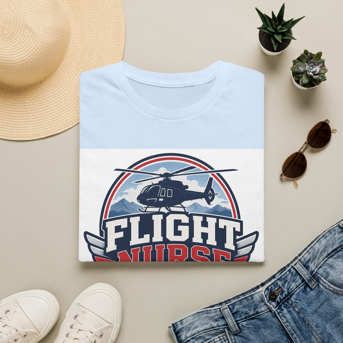 Aviation Inspired T Shirt Design Featuring Flight Nurse Graphic